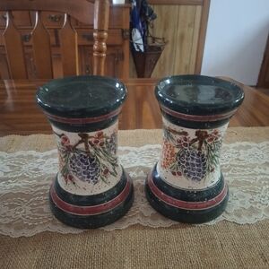 Elegant Green and Purple Candle Holders